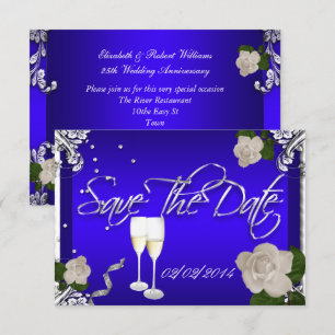 Save The Date Royal Blue Anniversary Wedding Invitation