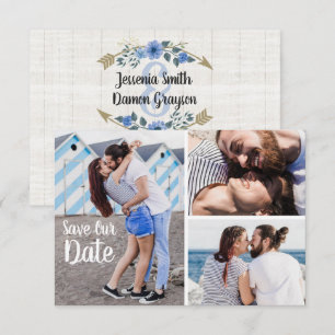 Save The Date Rustic Boho Arrows & Floral Photo Invitation