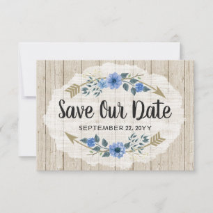 Save The Date Rustic Boho Arrows & Floral Wedding