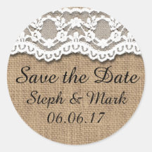Save the Date, Rustic Burlap and Lace