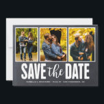 Save the Date Rustic Chalkboard 3 Photo Collage<br><div class="desc">Announce your wedding day with this rustic country chalkboard three photo collage save the date.</div>