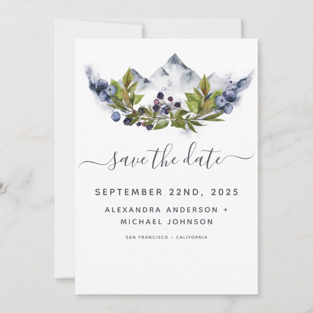 Save the Date Rustic Forest Watercolor Modern (Front)