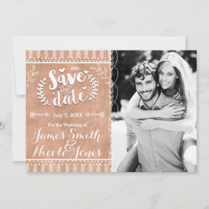 Save the Date Rustic Glam Rose Gold Photo