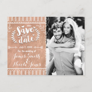 Save the Date Rustic Glam Rose Gold Photo Announcement Postcard