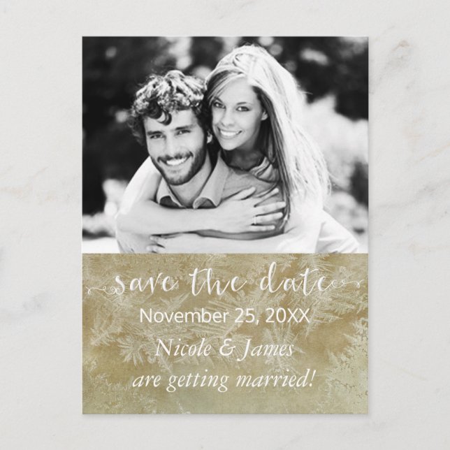 SAVE THE DATE Rustic Kraft Paper Winter Photo Post Announcement Postcard (Front)