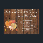 Save The Date Rustic Pumpkin Lights Wood Wedding<br><div class="desc">Save The Date Rustic Wood Pumpkin and string lights,  perfect to let your guests know your event date! Matching item to the Collection! Front and back included.</div>