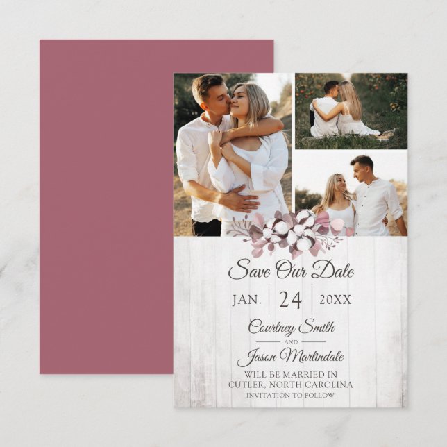 Save The Date Rustic Southern Cotton Wedding Card (Front/Back)