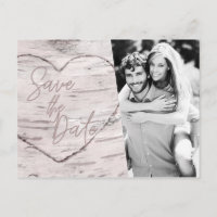 Save the Date Rustic White Birch Engagement Photo