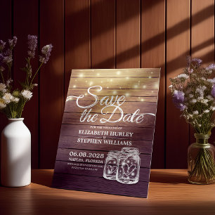 Save The Date Rustic Wood Mason Jar String Lights