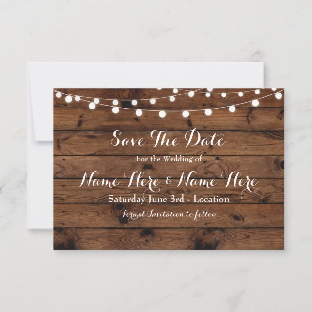 Save The Date Rustic Wood Rustic Elegant Invite (Front)