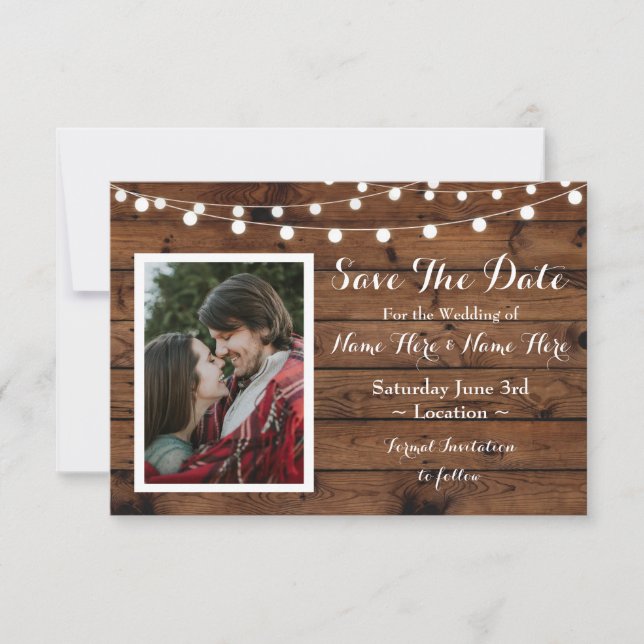 Save The Date Rustic Wood Rustic Photo Invite (Front)