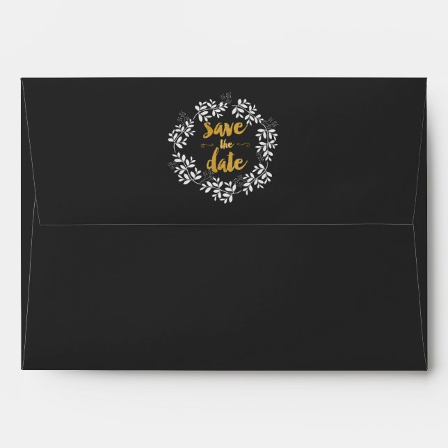 SAVE THE DATE Rustic Wreath Invitation Envelope (Back (Top Flap))