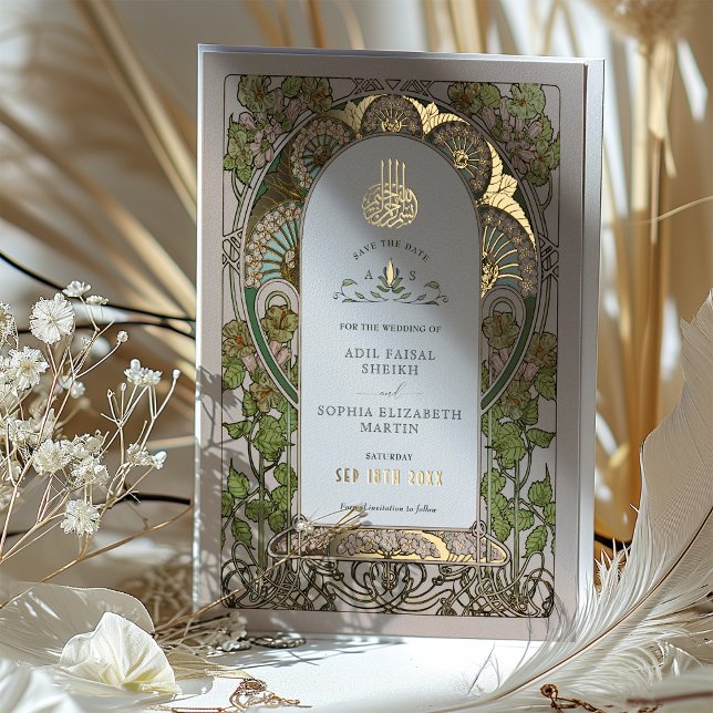 Save the Date Sage Green Muslim Islamic Mucha (Creator Uploaded)