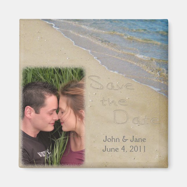 Save the Date - Sand and Water Custom Photo Magnet (Front)