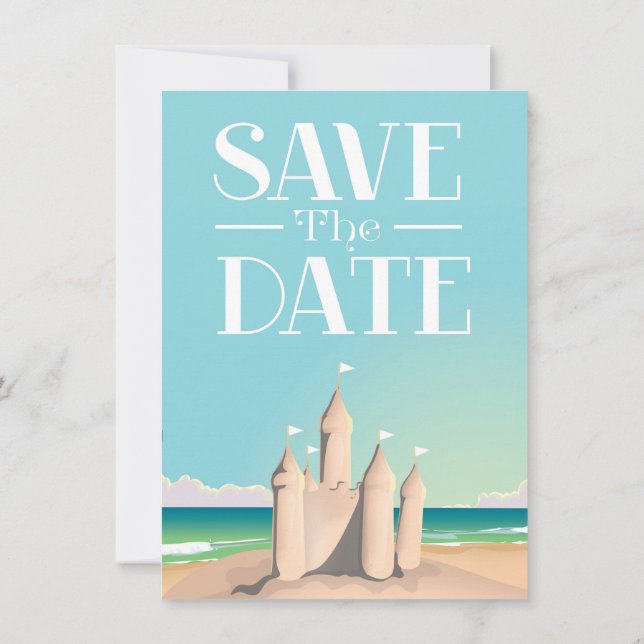 Save the Date Sandcastle Invitation (Back)
