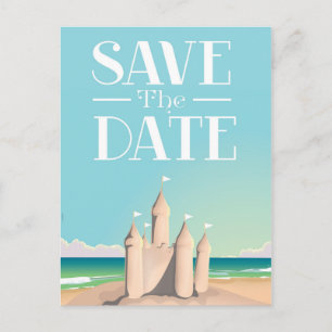 Save the Date Sandcastle Postcard