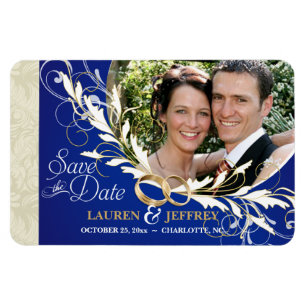 Save the Date - Sapphire Blue & Sage Photo Magnets