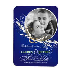 Save the Date Sapphire Blue Wedding Photo Magnets