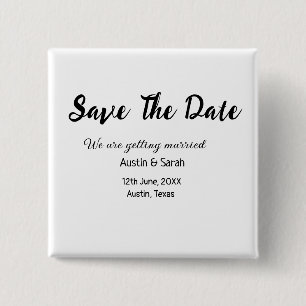 Save the date scan QR wedding website modern text 15 Cm Square Badge