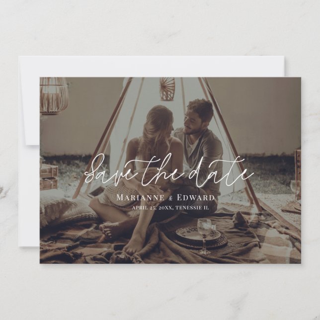 Save The Date Script Minimal Elegant Photo Wedding (Front)