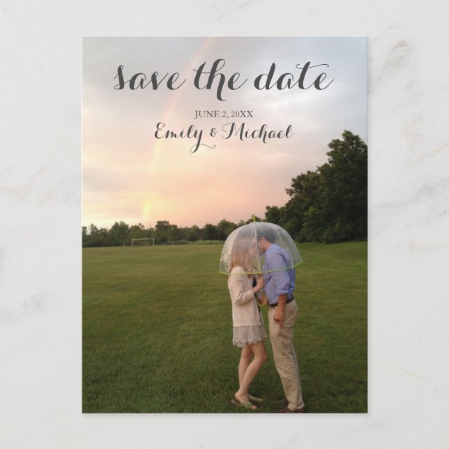 Save the Date Script Photo Postcard (Front)