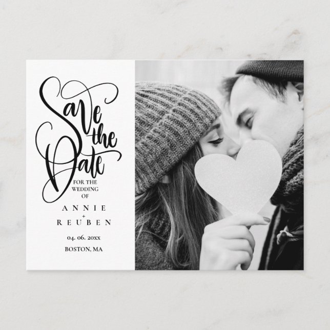 Save the Date Script Photo Postcard (Front)