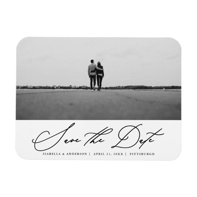 Save the Date Script Photo Wedding Photo Magnet (Horizontal)