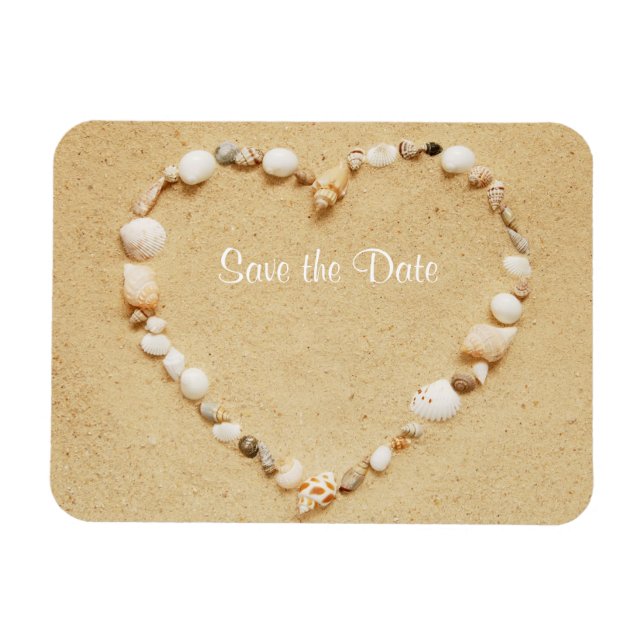Save the Date Seashell Heart Flexible Magnet (Horizontal)