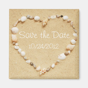 Save the Date Seashell Heart Magnet