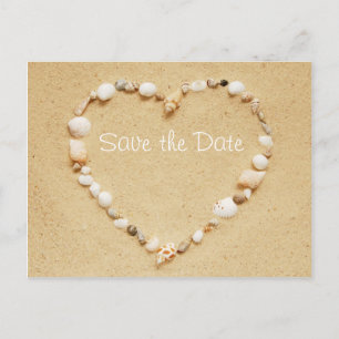 Save the Date Seashell Heart Postcard