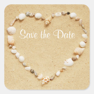 Save the Date Seashell Heart Sticker
