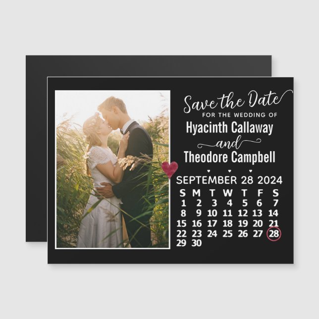 Save the Date September 2024 Calendar Photo Magnet (Front/Back)