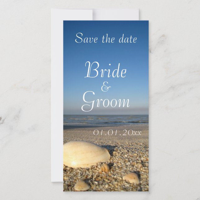 SAVE THE DATE - Shells on Beach (Front)