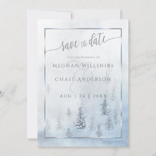 Save the Date   Silver Blue Winter Wonderland