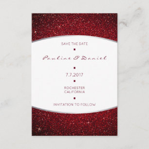 Save The Date Silver Burgundy White Gray Glitter