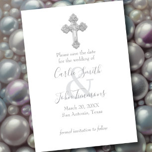 Save the Date Silver Cross Any Color