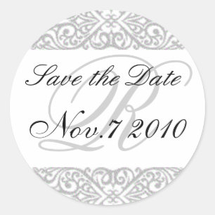 "Save the Date" Silver Lace Sticker