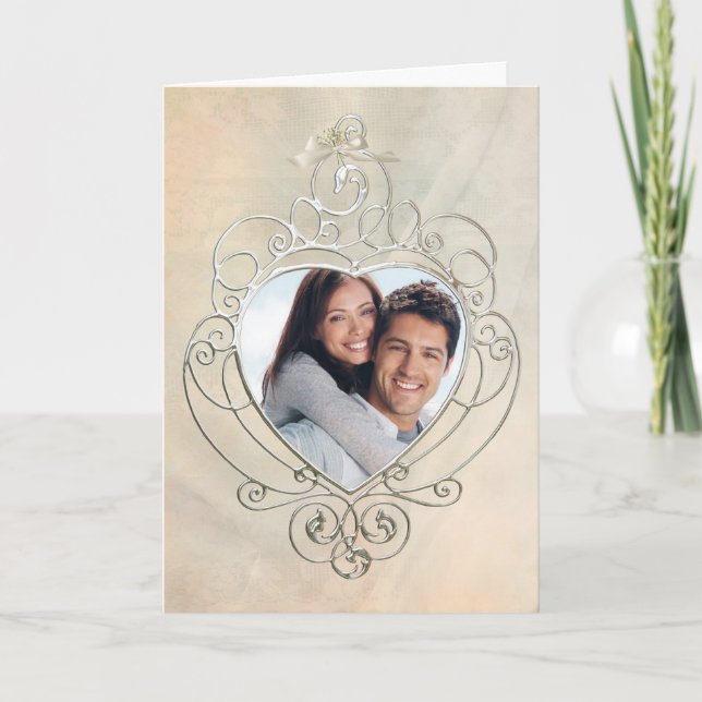 Save The Date silver photo frame Announcement (Front)