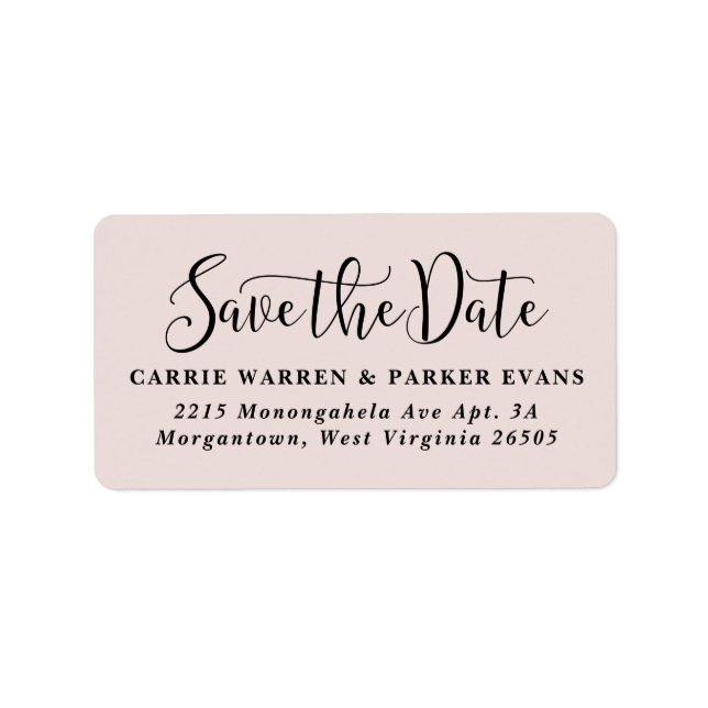 Save the date simple blush pink return address label (Front)
