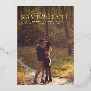 Save the date simple elegant vertical one photo