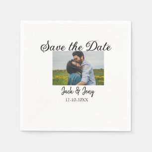 save the date simple minimal add photo date name napkin