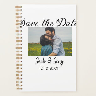 save the date simple minimal add photo date name planner