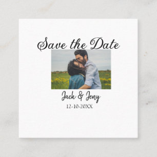 save the date simple minimal add photo date name square business card