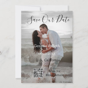 Save the date simple minimal QR scan code details