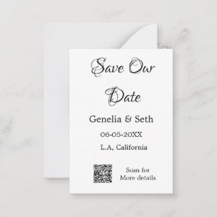 Save the date simple minimal QR scan code details  Card