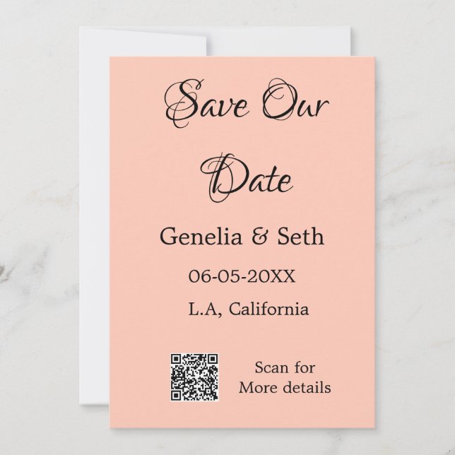 Save the date simple minimal QR scan code details  Invitation (Front)