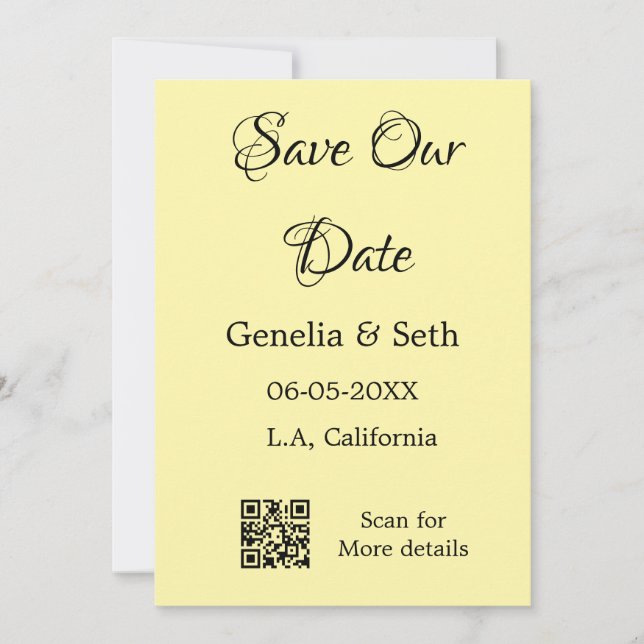 Save the date simple minimal QR scan code details  Invitation (Front)