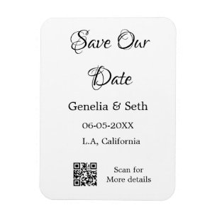 Save the date simple minimal QR scan code details  Magnet