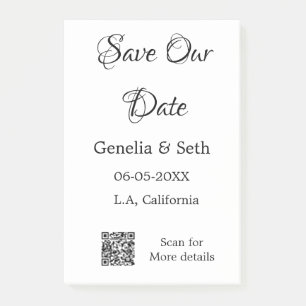 Save the date simple minimal QR scan code details Post-it Notes