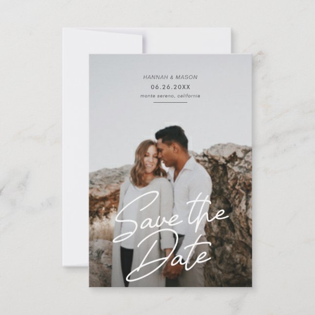 Save the Date Simple Smooth Script Announcement (Front)